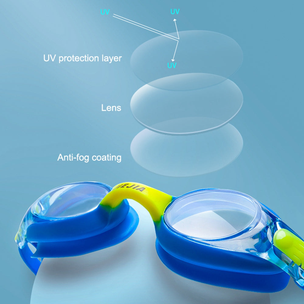 Jiejia J2670 Kids HD Swimming Goggles Waterproof Glasses Children Anti-Fog Anti-UV Eyeglasses - Rose
