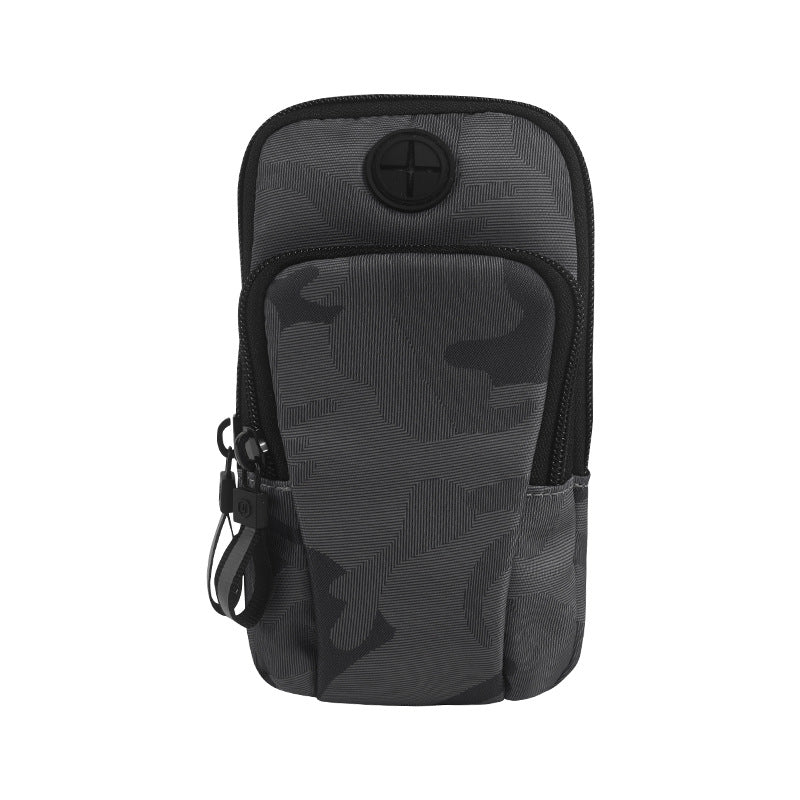 Uniqkart Fashion Camouflage Waterproof Sports Arm Bag Adjustable Armband Phone Storage Bag - Black