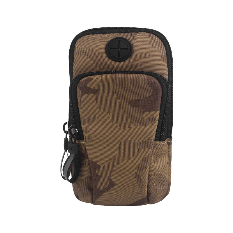 Uniqkart Fashion Camouflage Waterproof Sports Arm Bag Adjustable Armband Phone Storage Bag - Brown