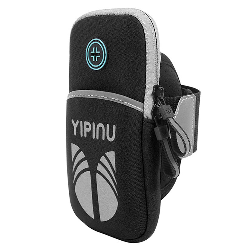 Uniqkart Stylish Reflective Waterproof Sports Running Arm Bag Adjustable Armband Phone Storage Pouch - Black