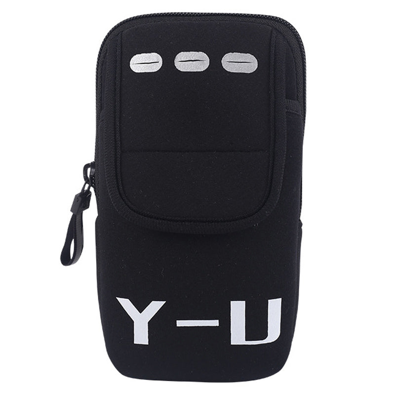 Uniqkart Waterproof Sports Running Arm Bag Adjustable Armband Reflective Fitness Phone Storage Pouch - Black