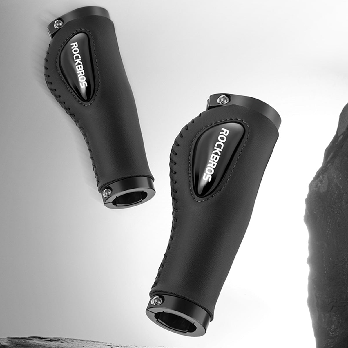 Rockbros 40720001001 1 Pair MTB Bike Bicycle Cycling Shock Absorption Anti-slip Handlebar Grips - Silver Ring Style
