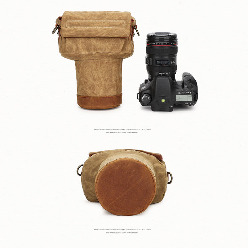 K809 for Canon/Nikon/Sony Shock-absorbing Anti-fall SLR Camera Carrying Bag Canvas Camera Protection Bag with Shoulder Strap - Khaki