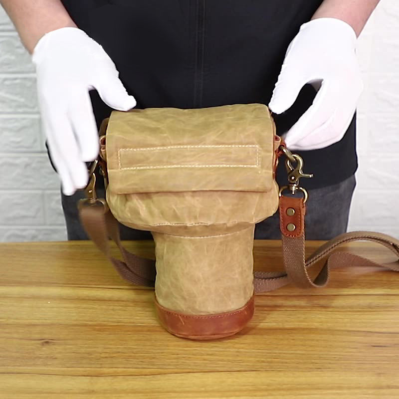 K809 for Canon/Nikon/Sony Shock-absorbing Anti-fall SLR Camera Carrying Bag Canvas Camera Protection Bag with Shoulder Strap - Khaki
