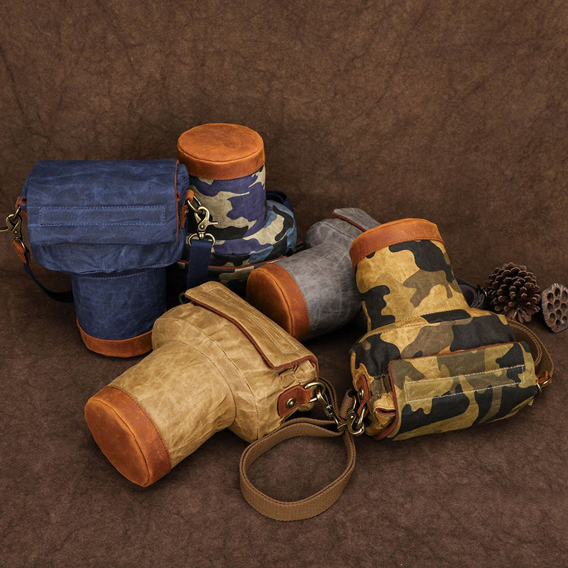 JCCOTTON K809 for Canon/Nikon/Sony Shock-absorbing Anti-fall SLR Camera Carrying Bag Canvas Camera Protection Bag with Shoulder Strap - Camouflage Blue