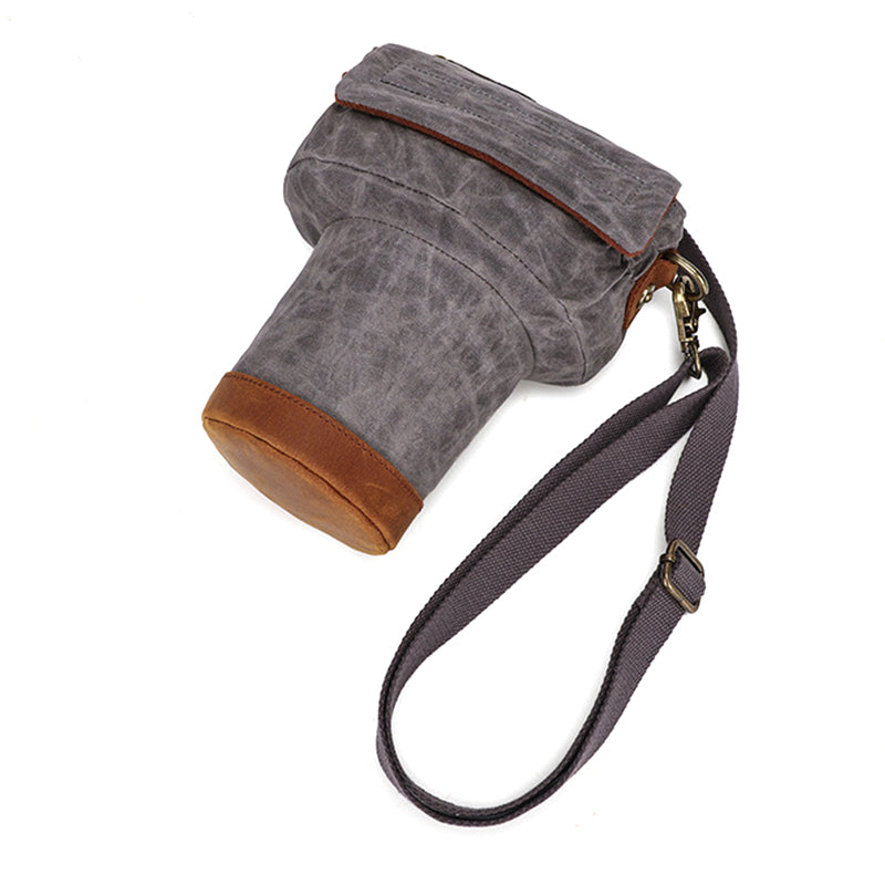 K809 for Canon/Nikon/Sony Shock-absorbing Anti-fall SLR Camera Carrying Bag Canvas Camera Protection Bag with Shoulder Strap - Grey