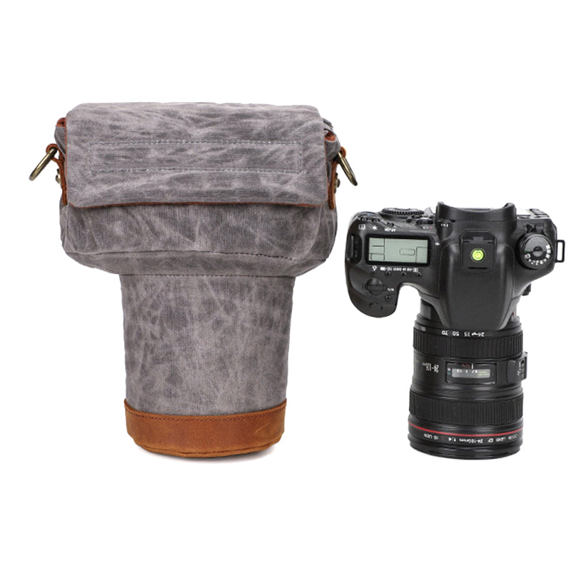 K809 for Canon/Nikon/Sony Shock-absorbing Anti-fall SLR Camera Carrying Bag Canvas Camera Protection Bag with Shoulder Strap - Grey