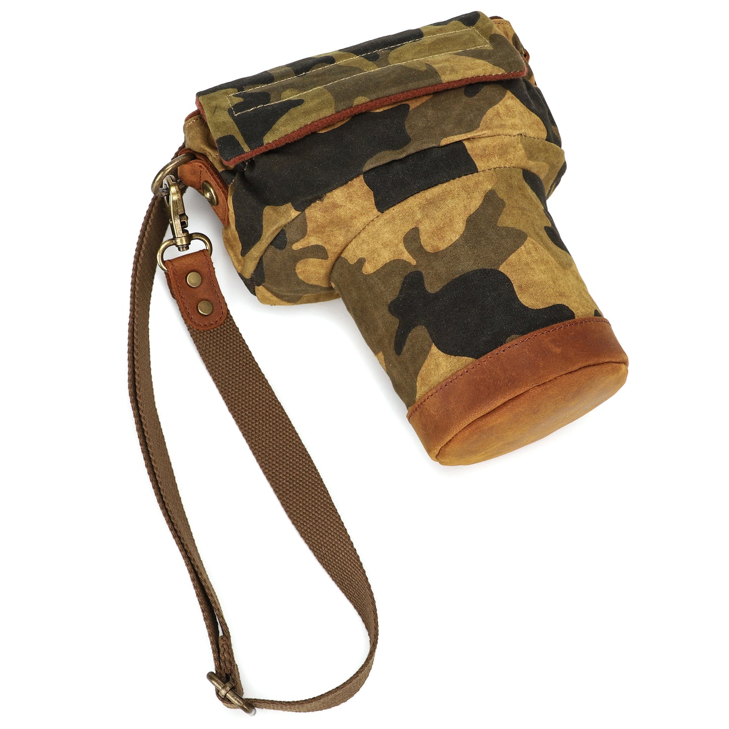 JCCOTTON K809 for Canon/Nikon/Sony Shock-absorbing Anti-fall SLR Camera Carrying Bag Canvas Camera Protection Bag with Shoulder Strap - Camouflage Yellow