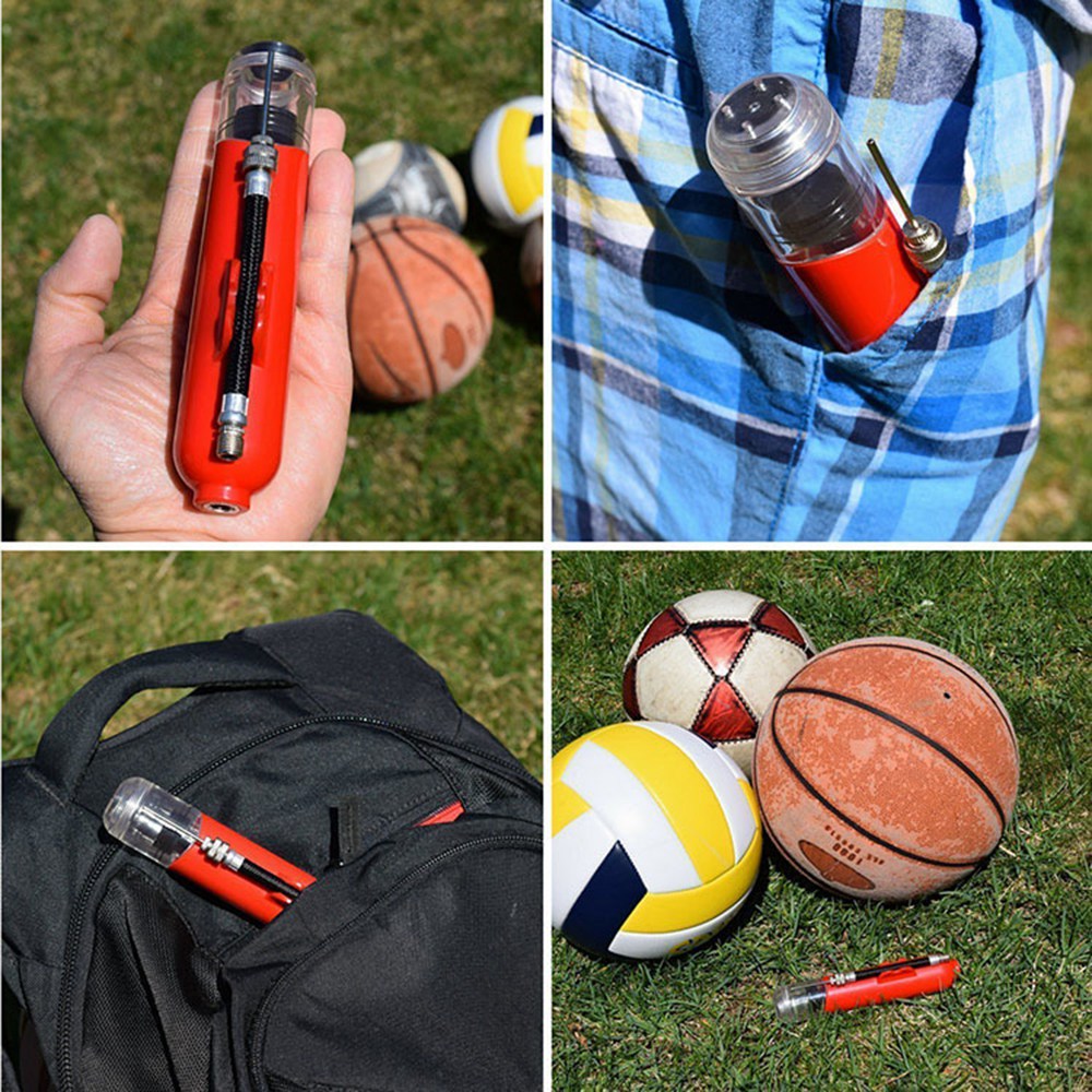 H08QT Two-Way Mini Pump Sports Ball Pump Kit with Needles Portable Fast Ball Inflation for Basketball Football Volleyball - Black