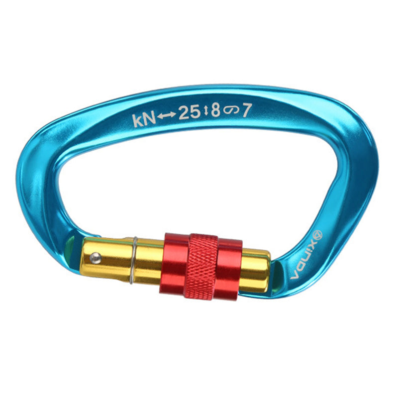 Xinda XD-Q9628 Heavy Duty 25KN Carabiner Clip D-Shape Rock Climbing Hanging Hook Fast Locking for Camping Hiking Outdoor Gym Hammock Dog Leash - Blue