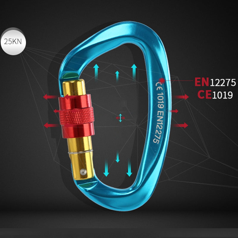 Xinda XD-Q9628 Heavy Duty 25KN Carabiner Clip D-Shape Rock Climbing Hanging Hook Fast Locking for Camping Hiking Outdoor Gym Hammock Dog Leash - Grey