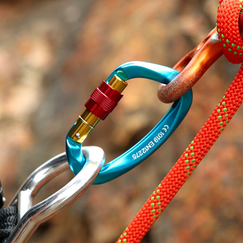 Xinda XD-Q9628 Heavy Duty 25KN Carabiner Clip D-Shape Rock Climbing Hanging Hook Fast Locking for Camping Hiking Outdoor Gym Hammock Dog Leash - Grey