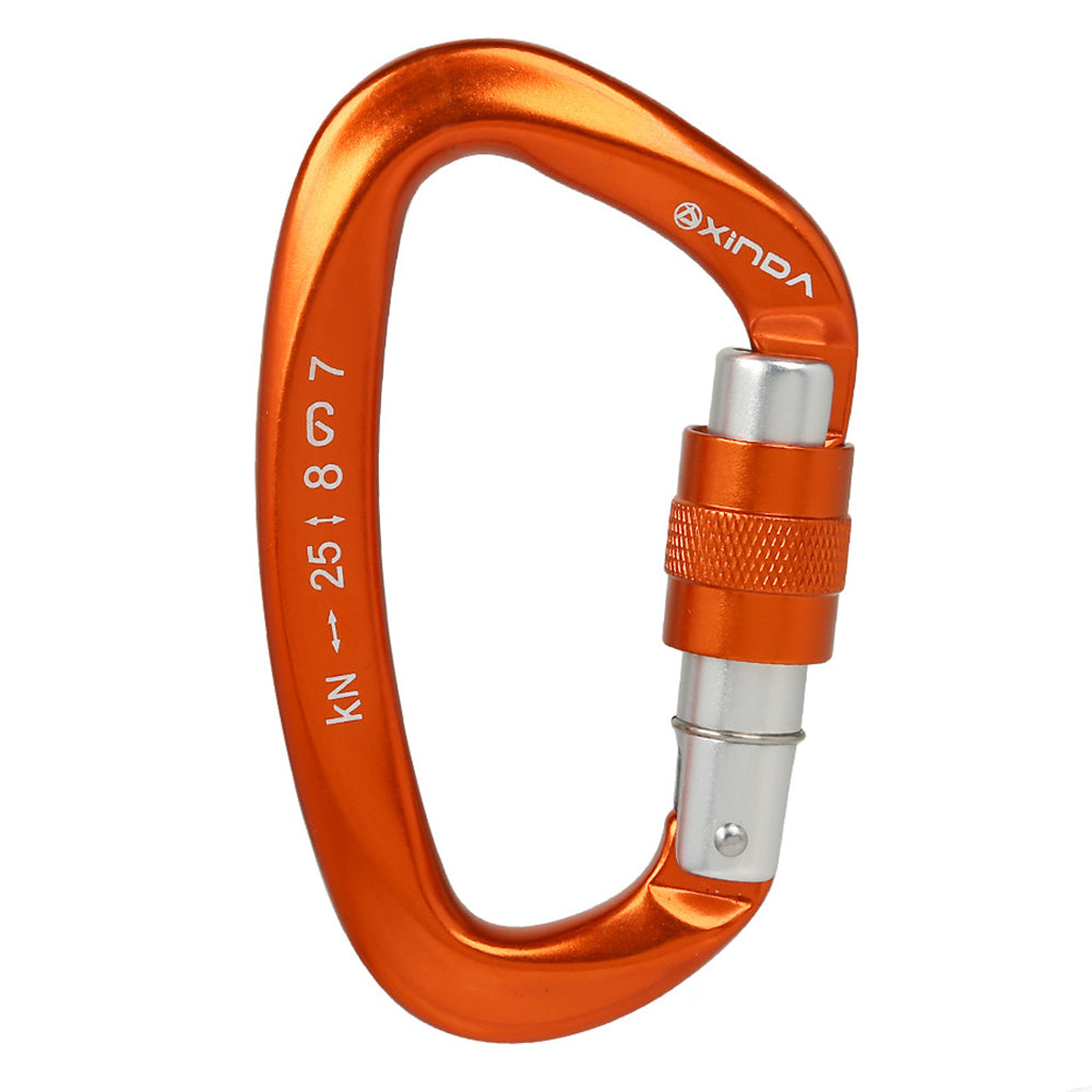 XINDA XD-Q9628 Heavy Duty 25KN Carabiner Clip D-Shape Rock Climbing Hanging Hook Fast Locking for Camping Hiking Outdoor Gym Hammock Dog Leash - Orange