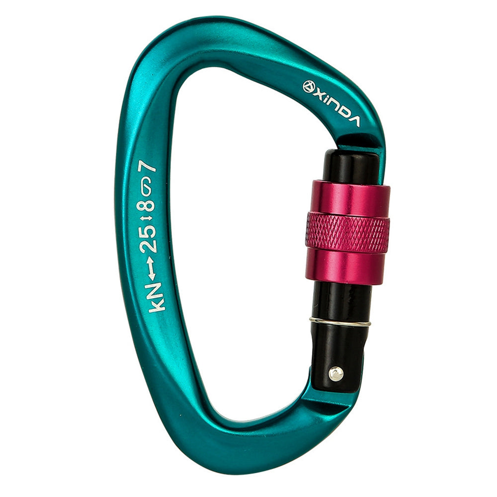 XINDA XD-Q9628 Heavy Duty 25KN Carabiner Clip D-Shape Rock Climbing Hanging Hook Fast Locking for Camping Hiking Outdoor Gym Hammock Dog Leash - Blackish Green