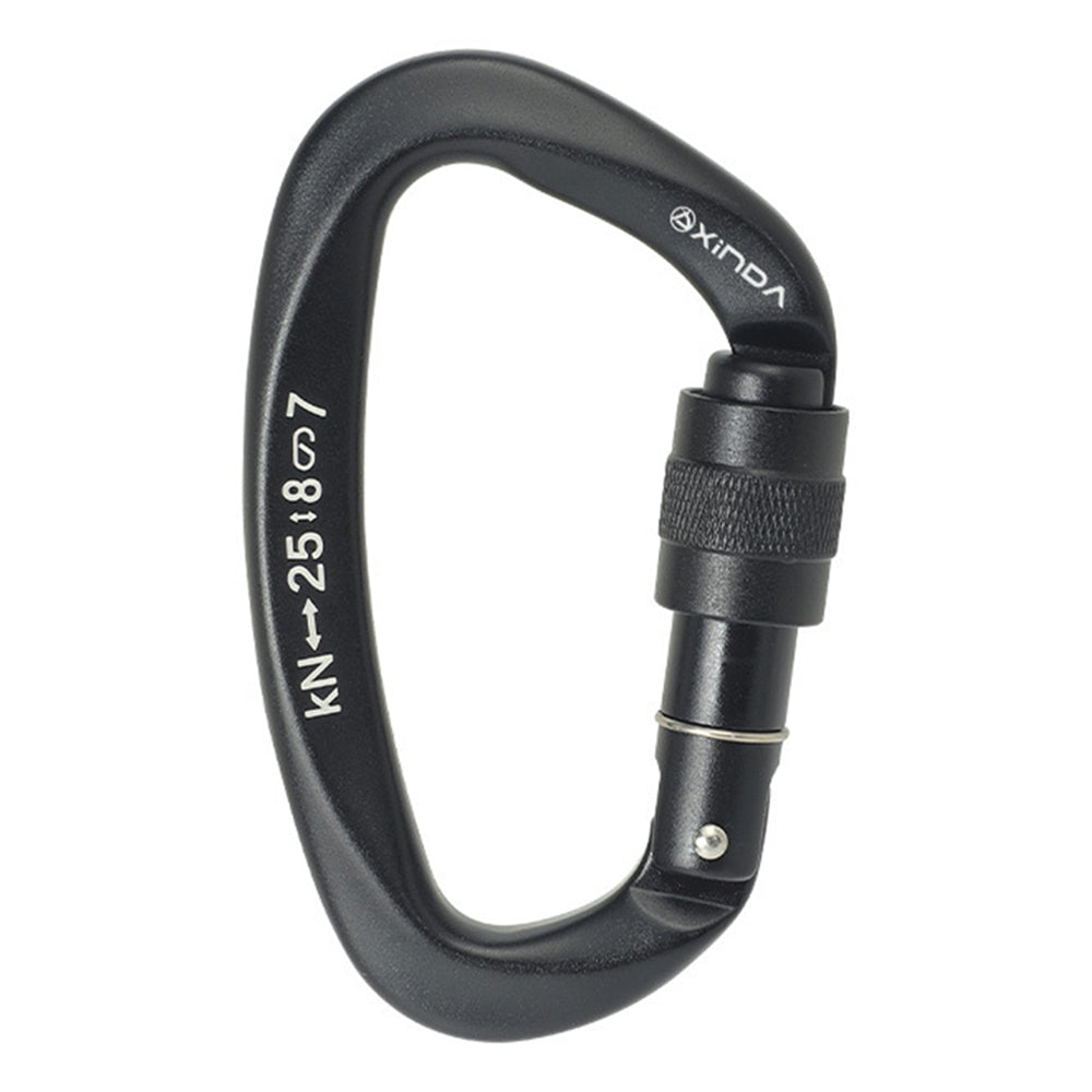 XINDA XD-Q9628 Heavy Duty 25KN Carabiner Clip D-Shape Rock Climbing Hanging Hook Fast Locking for Camping Hiking Outdoor Gym Hammock Dog Leash - Matte Black