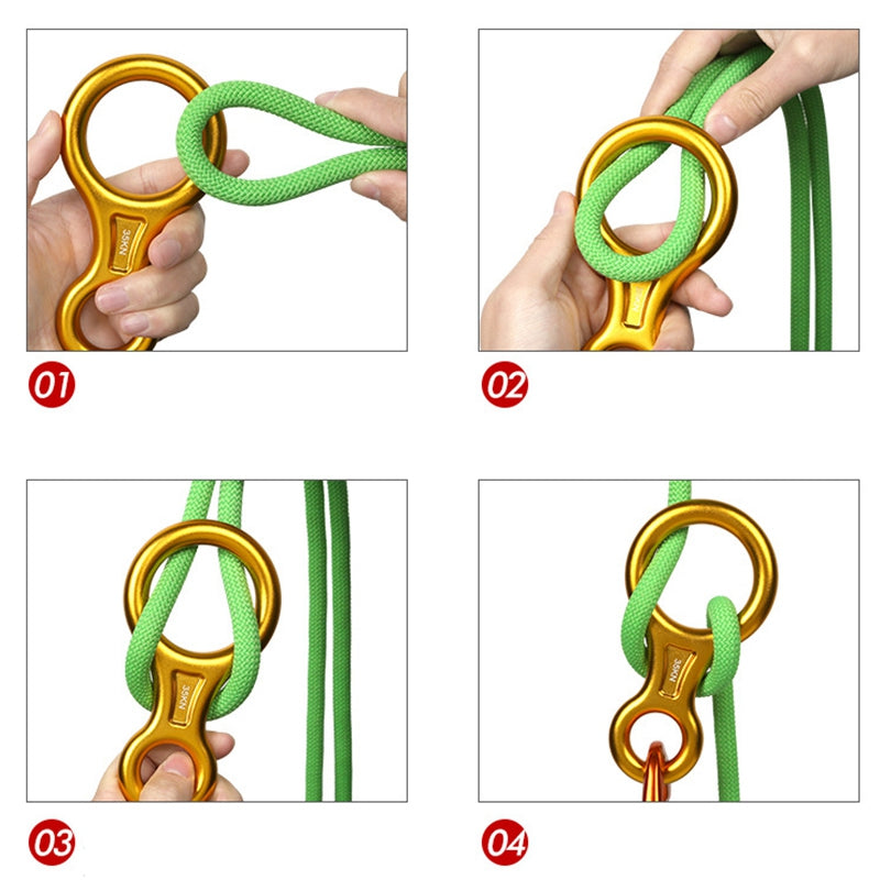 Xinda TP8601P 35KN Aluminum Alloy 8 Descender Heavy Duty Climbing Gear Downhill Equipment Rigging Plate - Gold