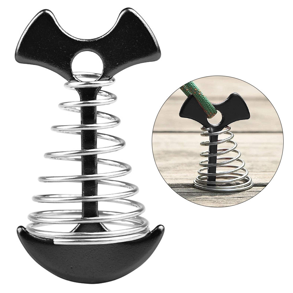 Uniqkart FSK1003043 Fishbone Shape Anchor Hooks Awning Cover Stake Fixed Nail Adjustable Tent Rope Buckle, Size S - Black