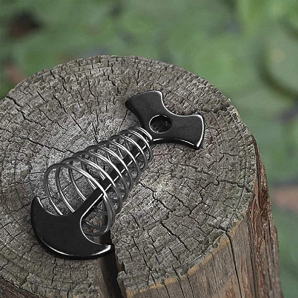 Uniqkart FSK1003043 Fishbone Shape Anchor Hooks Awning Cover Stake Fixed Nail Adjustable Tent Rope Buckle, Size S - Black