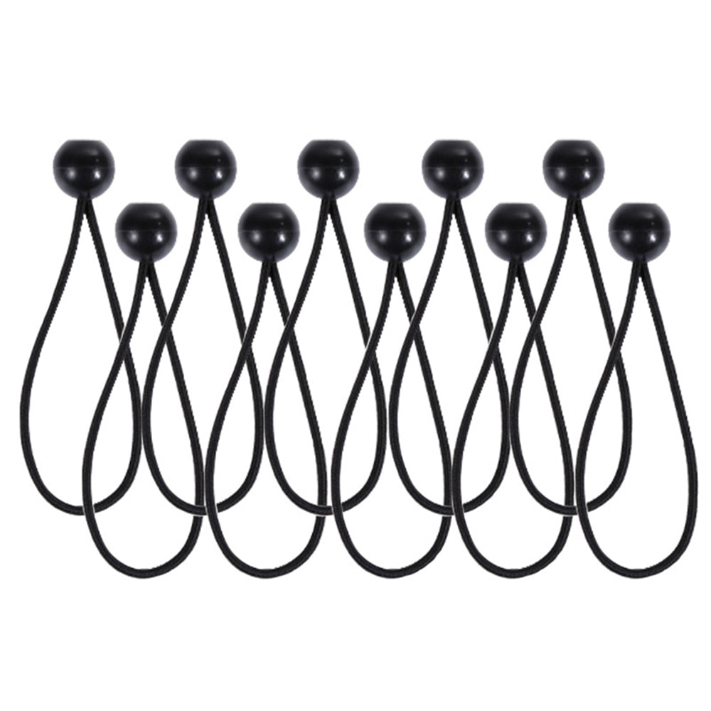 Uniqkart 10Pcs Tent Tie Down Rope Elastic Ball Buckle Fixed Strap for Outdoor Camping Hiking Fishing Awning - Black