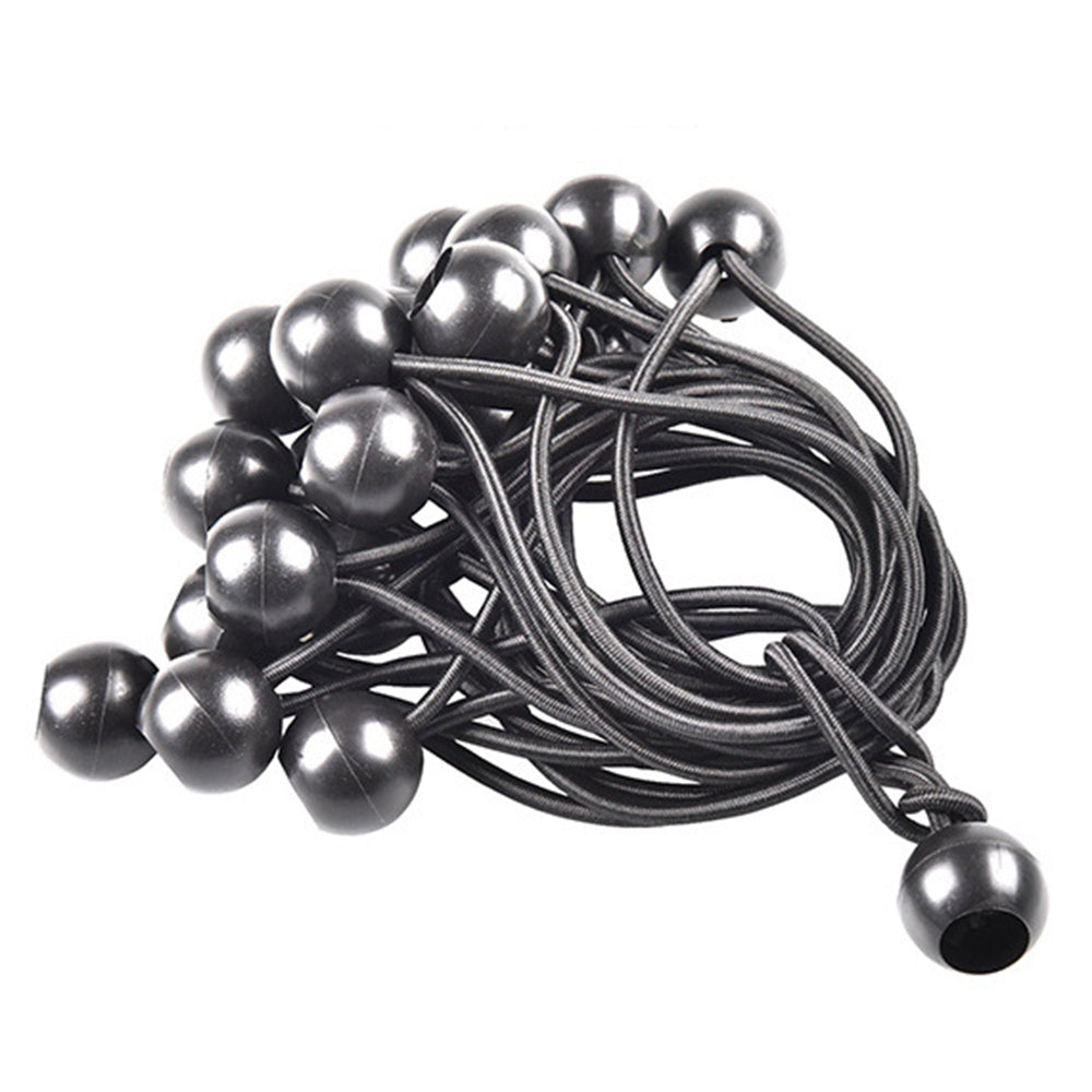 Uniqkart 10Pcs Tent Tie Down Rope Elastic Ball Buckle Fixed Strap for Outdoor Camping Hiking Fishing Awning - Black