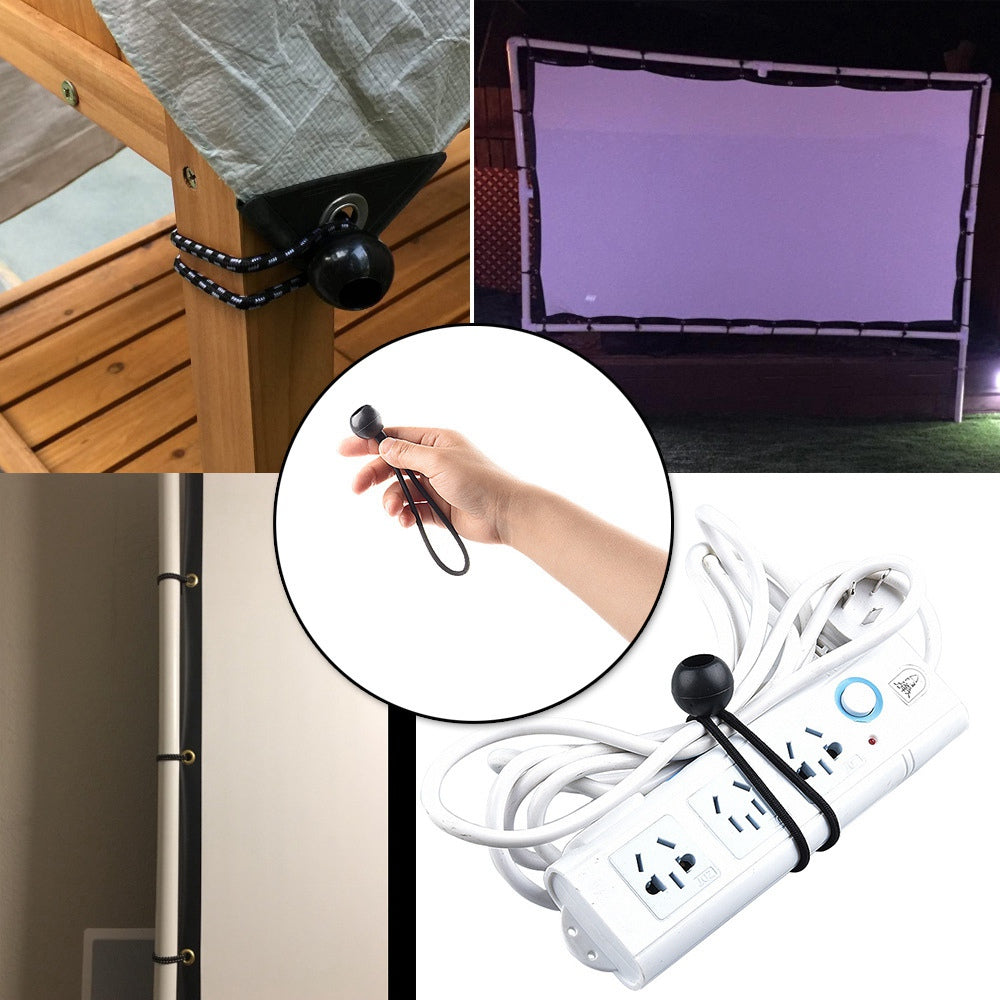 Uniqkart 10Pcs Tent Tie Down Rope Elastic Ball Buckle Fixed Strap for Outdoor Camping Hiking Fishing Awning - Black