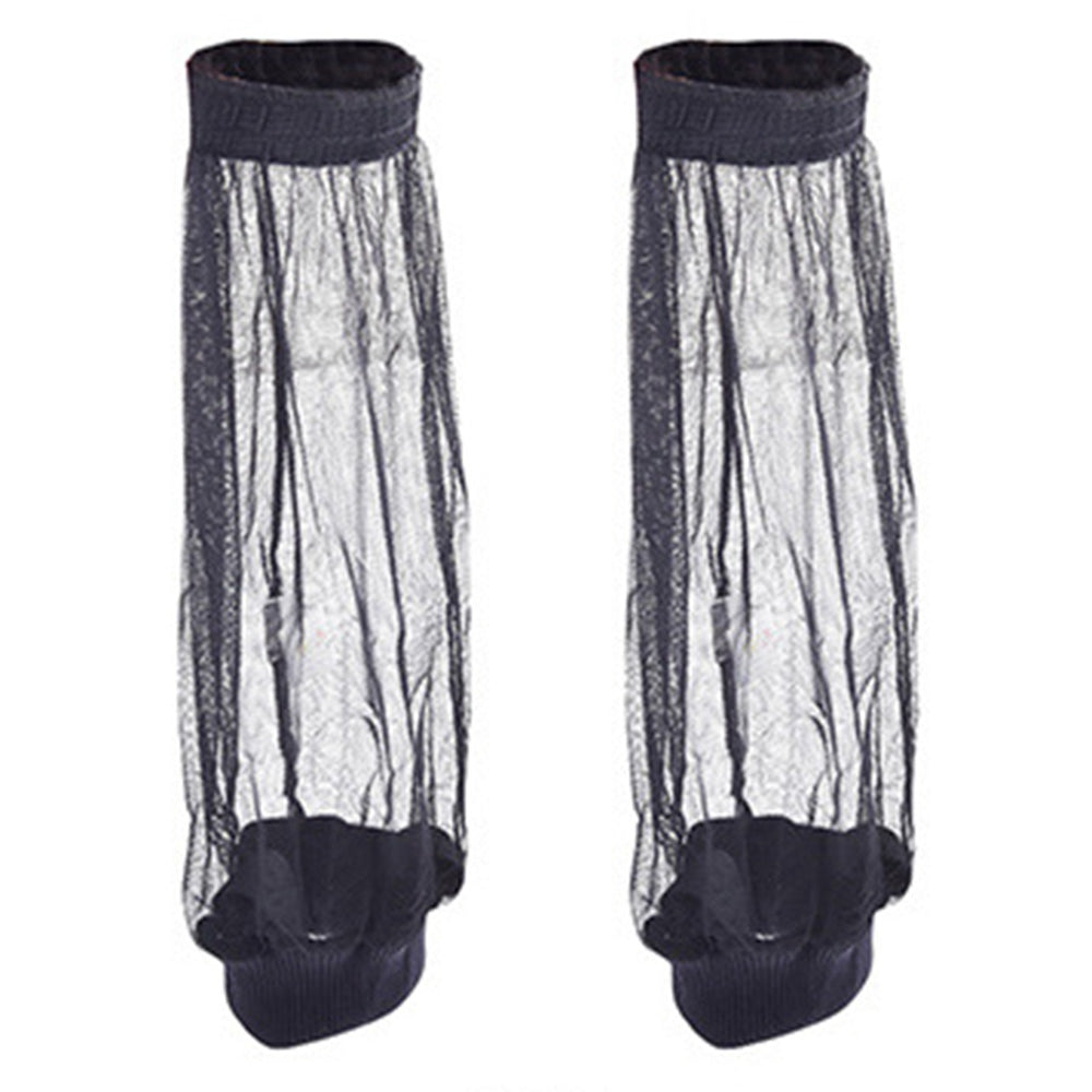 Uniqkart FWKTT-001 1 Pair Outdoor Anti-mosquito Mesh Foot Covers Mountain Climbing Camping Netting - Black