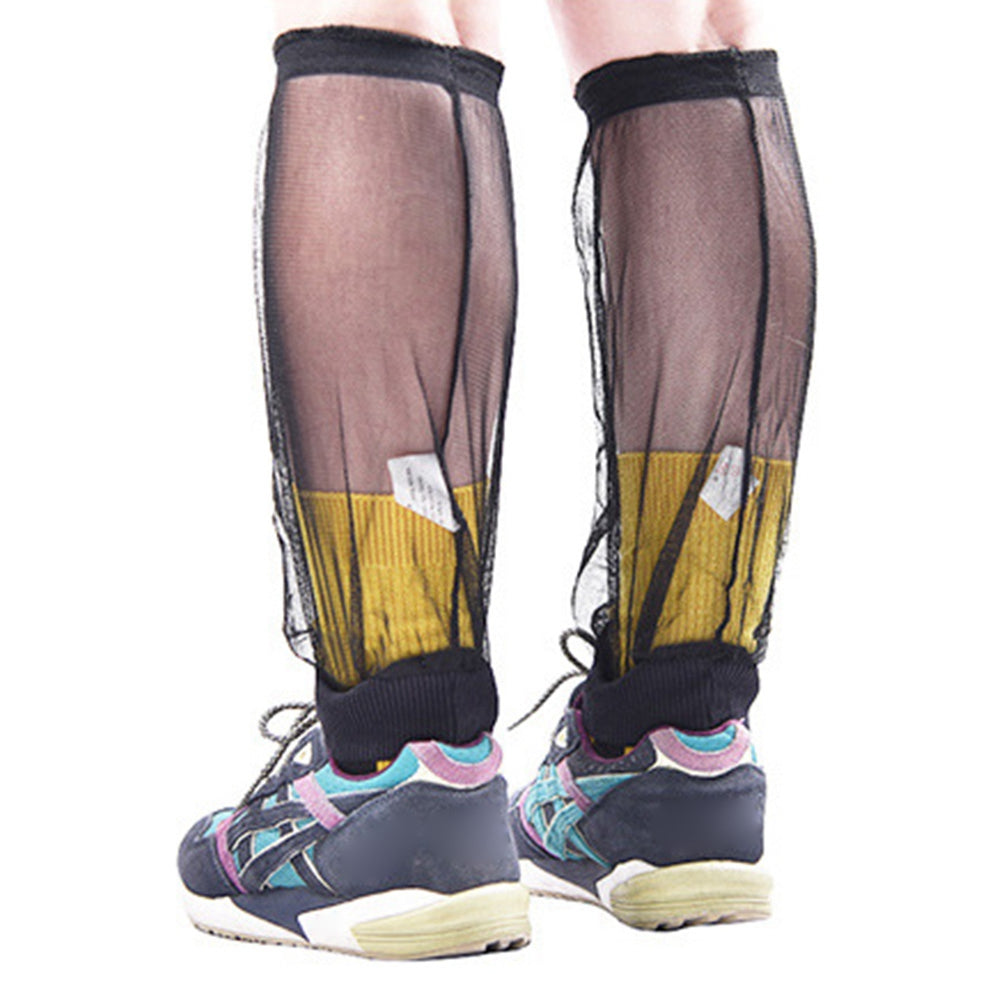 Uniqkart FWKTT-001 1 Pair Outdoor Anti-mosquito Mesh Foot Covers Mountain Climbing Camping Netting - Black