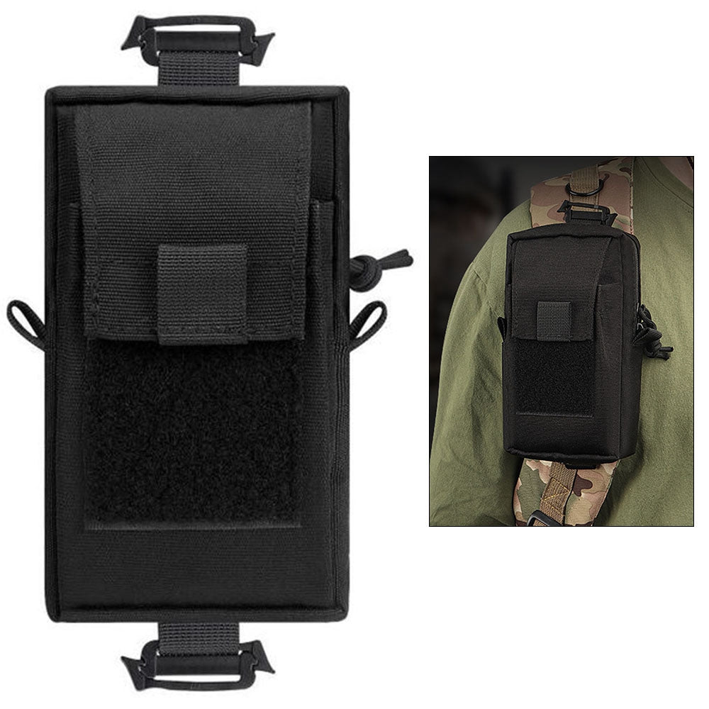 Uniqkart H249 Tactical Molle Pouch Shoulder Strap Pack Military EDC Tool Bag Hunting Accessory Bag Phone Pouch for Outdoor Sports - Black