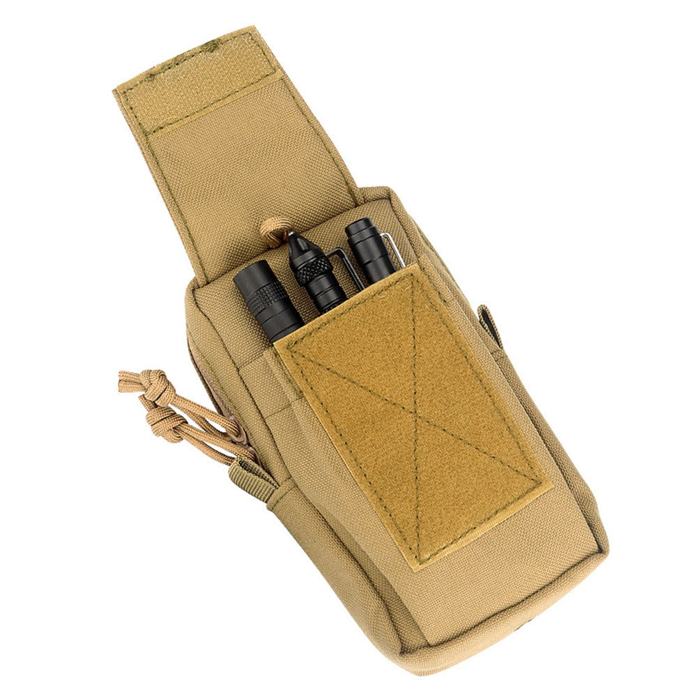 Uniqkart H249 Tactical Molle Pouch Shoulder Strap Pack Military EDC Tool Bag Hunting Accessory Bag Phone Pouch for Outdoor Sports - Khaki