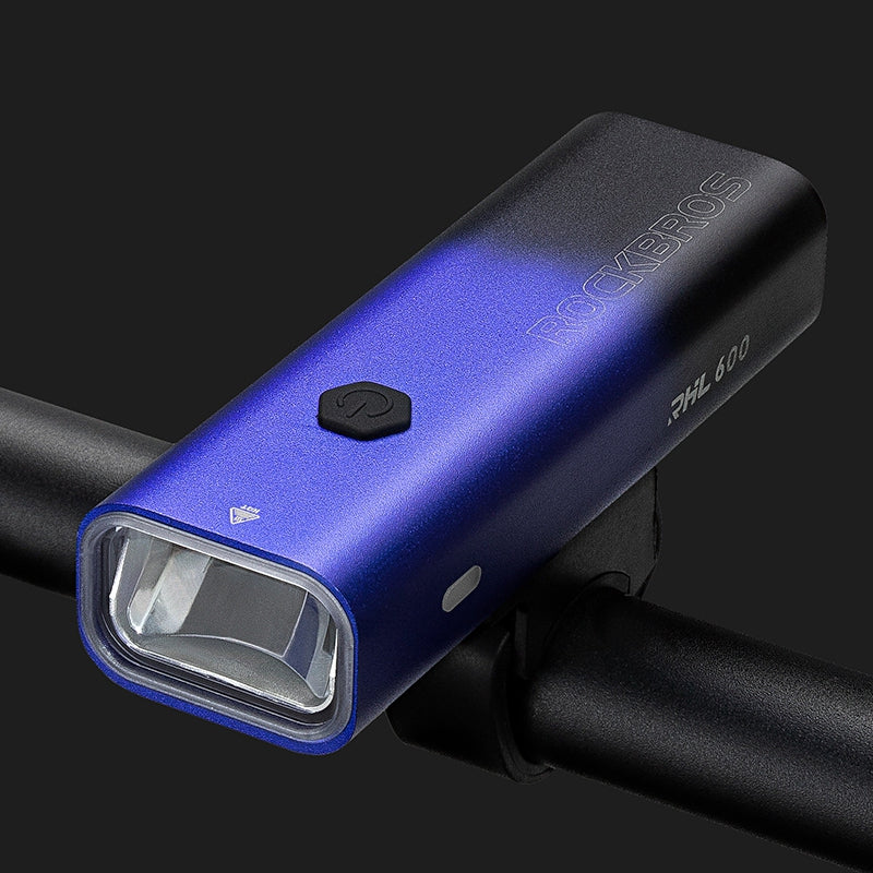 Rockbros RHL600 Super Bright Bike Headlight Night Safety Bicycle Front Light Flashlight USB Rechargeable IPX6 Waterproof Torch - Gradient Blue