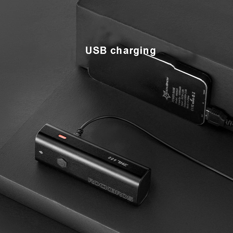 Rockbros RHL600 Super Bright Bike Headlight Night Safety Bicycle Front Light Flashlight USB Rechargeable IPX6 Waterproof Torch - Gradient Blue