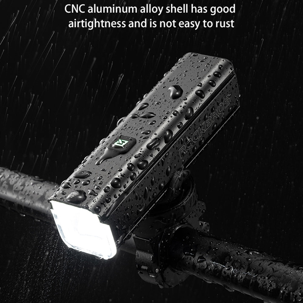 Rockbros RHL1000 Bright LED Bike Front Light Flashlight Rechargeable Bicycle Night Cycling Safety Lamp
