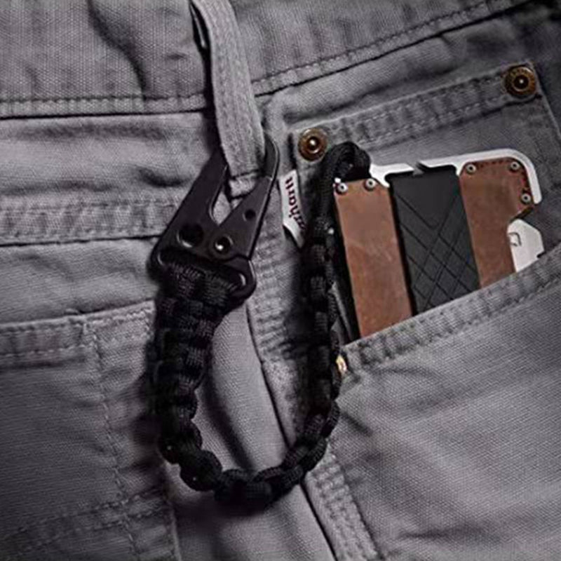 Hand-woven Nylon 7-core Parachute Rope Outdoor Camping Hiking Olecranon Hook Lanyard - Black