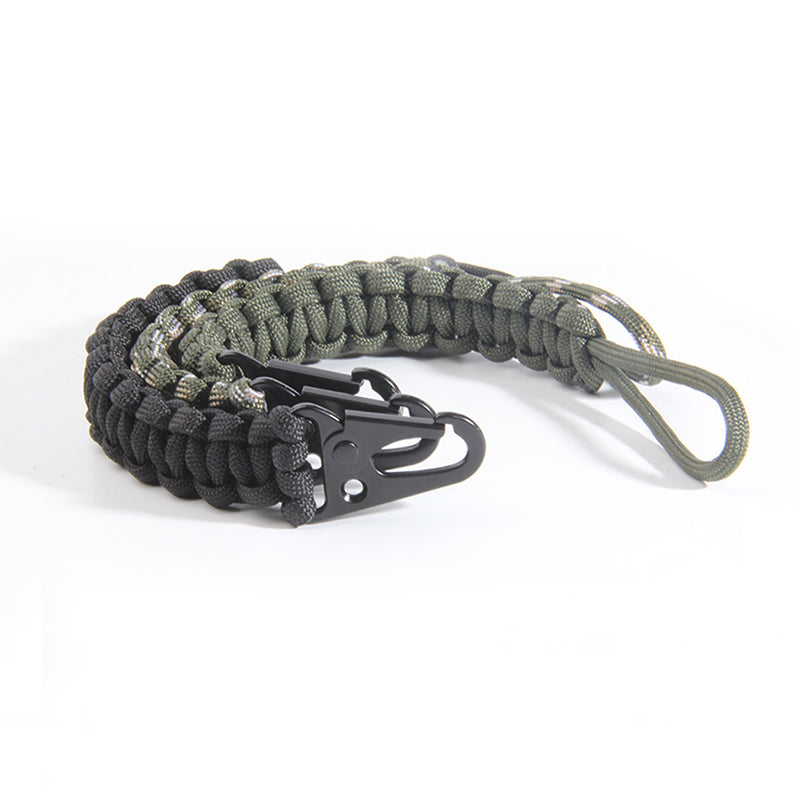 Hand-woven Nylon 7-core Parachute Rope Outdoor Camping Hiking Olecranon Hook Lanyard - Black