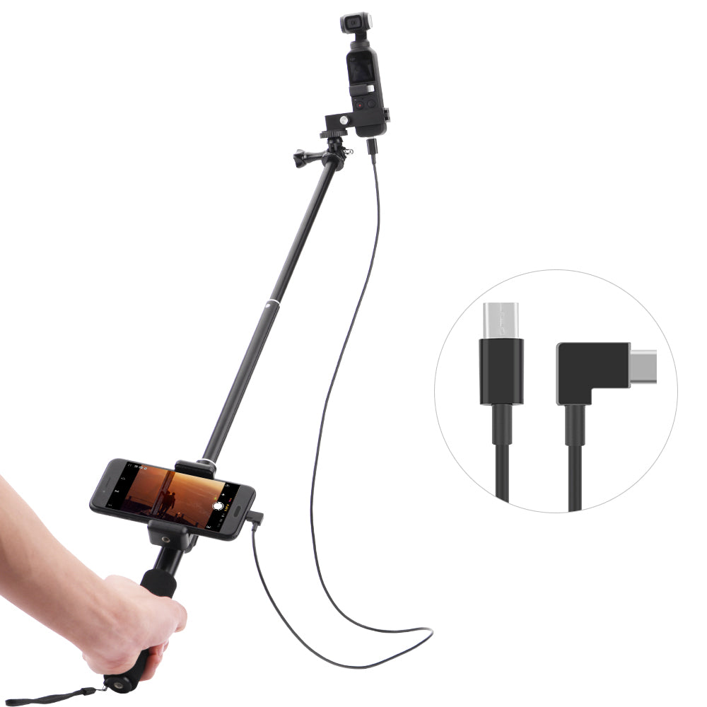 Uniqkart for DJI OSMO Pocket Extension Pole Selfie Stick with Phone Fixed Clip Module Type-C Cable