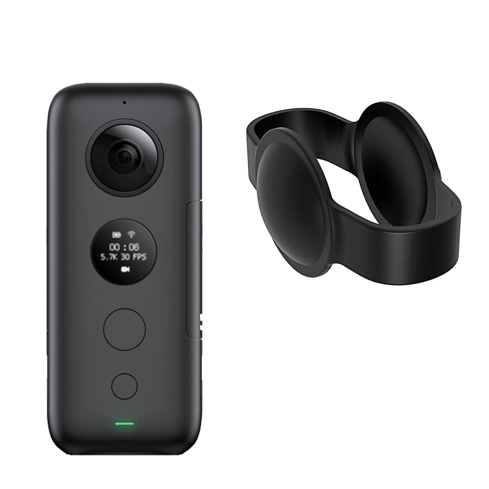 Action Camera Silicone Protective Cover + Camera Len Protection Cap for Insta 360 ONE X - Black