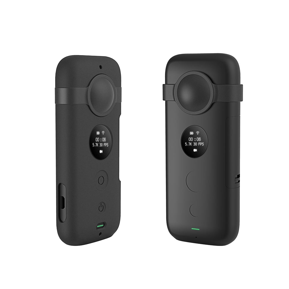 Action Camera Silicone Protective Cover + Camera Len Protection Cap for Insta 360 ONE X - Black