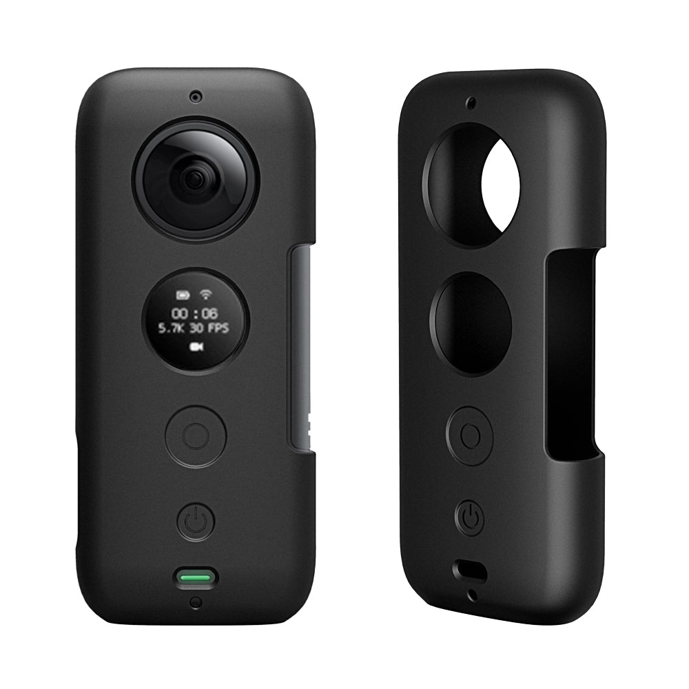 Action Camera Silicone Protective Cover + Camera Len Protection Cap for Insta 360 ONE X - Black