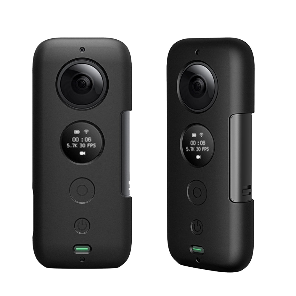 Action Camera Silicone Protective Cover + Camera Len Protection Cap for Insta 360 ONE X - Black