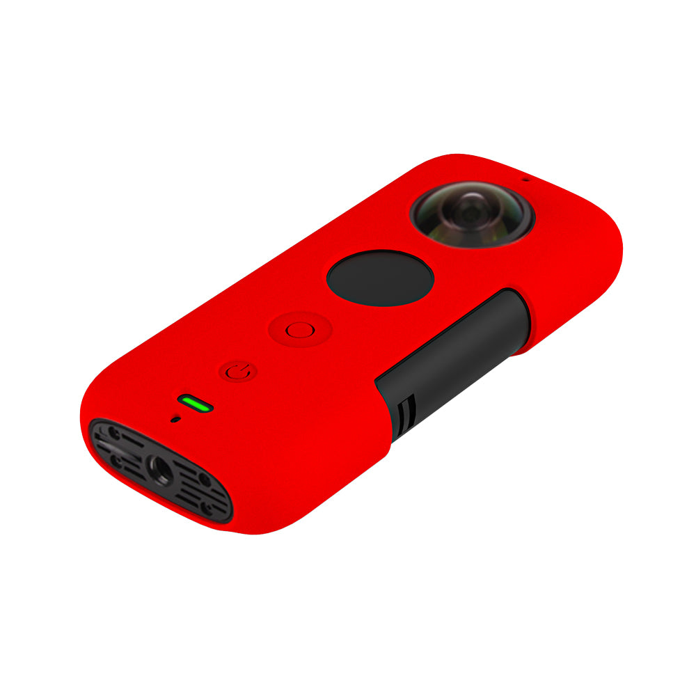 Action Camera Silicone Protective Cover + Camera Len Protection Cap for Insta 360 ONE X - Red