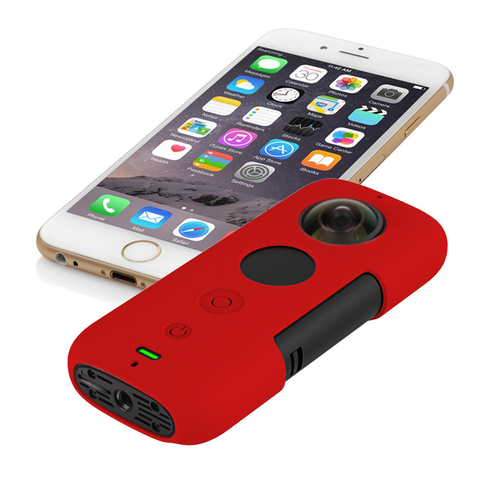 Action Camera Silicone Protective Cover + Camera Len Protection Cap for Insta 360 ONE X - Red