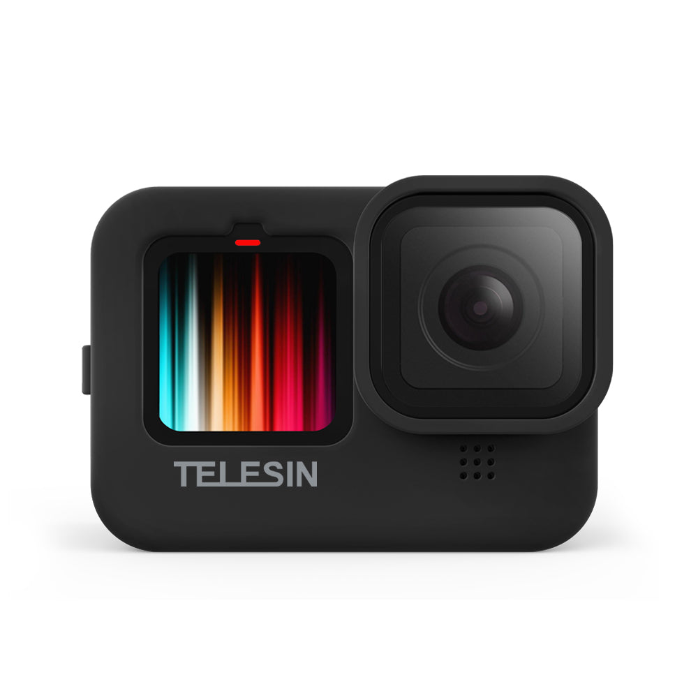 TELESIN Silicone Case Protective Cover with Silicone Lid for GoPro HERO9 Black - Black