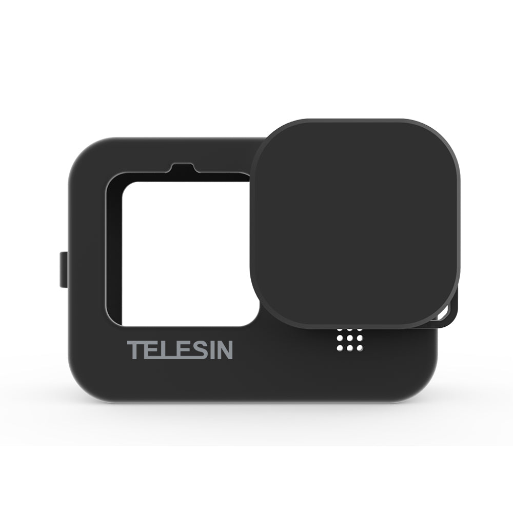 TELESIN Silicone Case Protective Cover with Silicone Lid for GoPro HERO9 Black - Black
