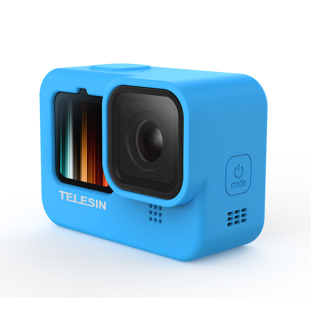 TELESIN Silicone Case Protective Cover with Silicone Lid for GoPro HERO9 Black - Blue