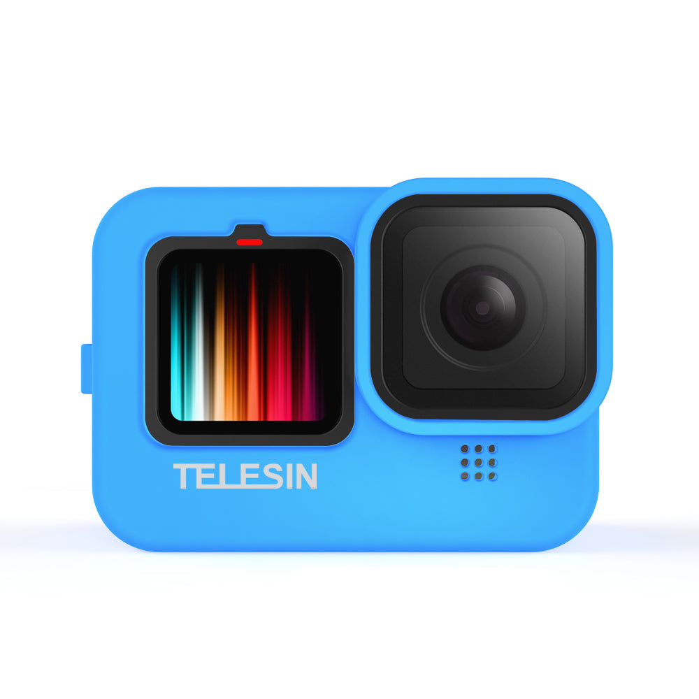 TELESIN Silicone Case Protective Cover with Silicone Lid for GoPro HERO9 Black - Blue