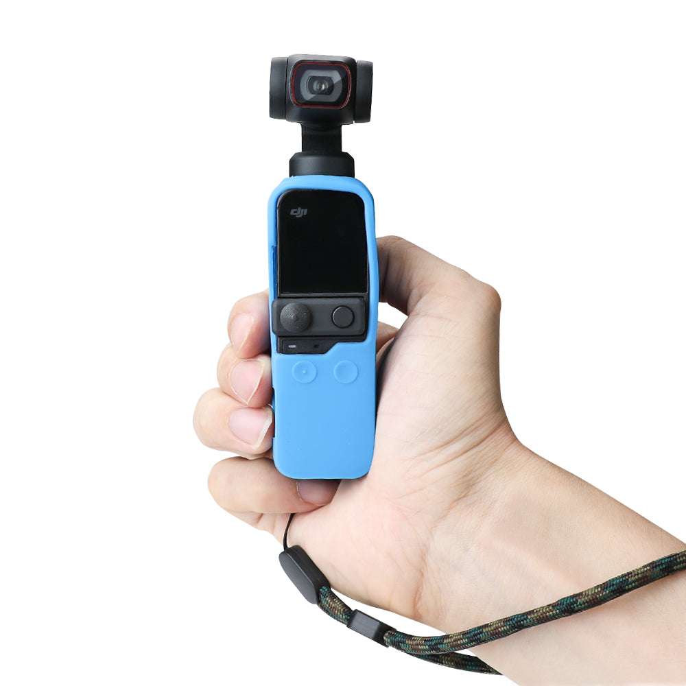 RCSTQ Silicone Case Sleeve with Lanyard for DJI OSMO Pocket Handheld Gimbal 2/1 - Blue