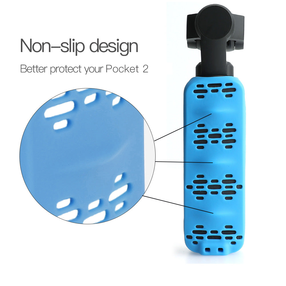 RCSTQ Silicone Case Sleeve with Lanyard for DJI OSMO Pocket Handheld Gimbal 2/1 - Blue