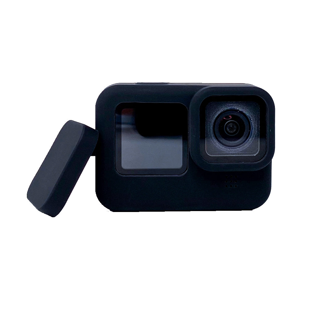 Silicone Protective Housing Frame Case and Lens Cap for GoPro Hero 9 - Black
