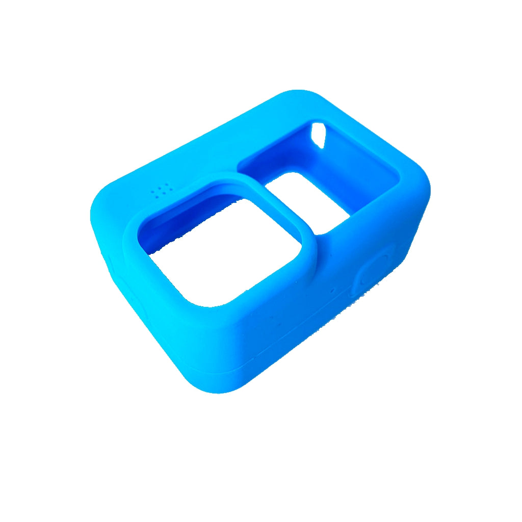 Silicone Protective Housing Frame Case and Lens Cap for GoPro Hero 9 - Blue