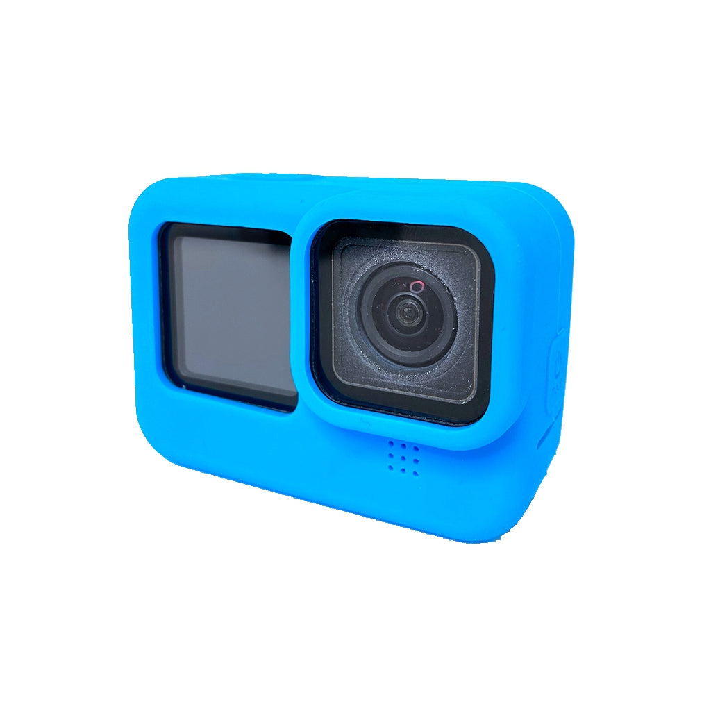 Silicone Protective Housing Frame Case and Lens Cap for GoPro Hero 9 - Blue